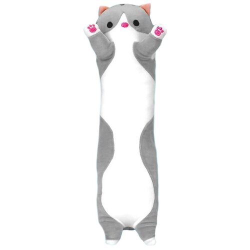 Мягкая игрушка подушка обнимашка длинный кот батон 90 см серый