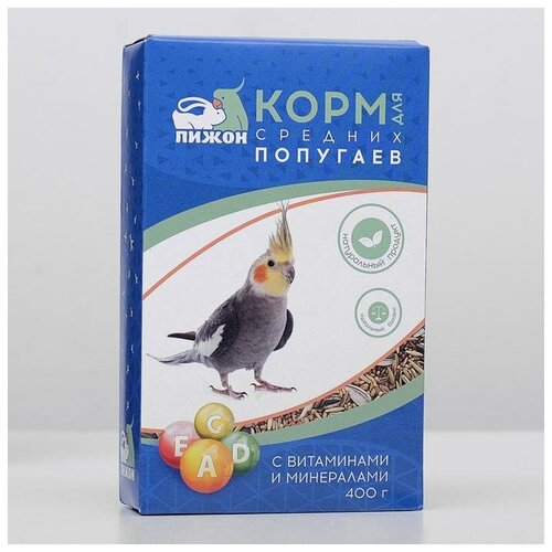 Корм Пижон для средних попугаев, с витаминами и минералами, 400 г
