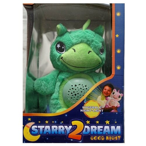 Зелёный Динозаврик .мягкая игрушка ночник-проектор STARRY2 DREAM. Good night. Свет, запись голоса, музыка.