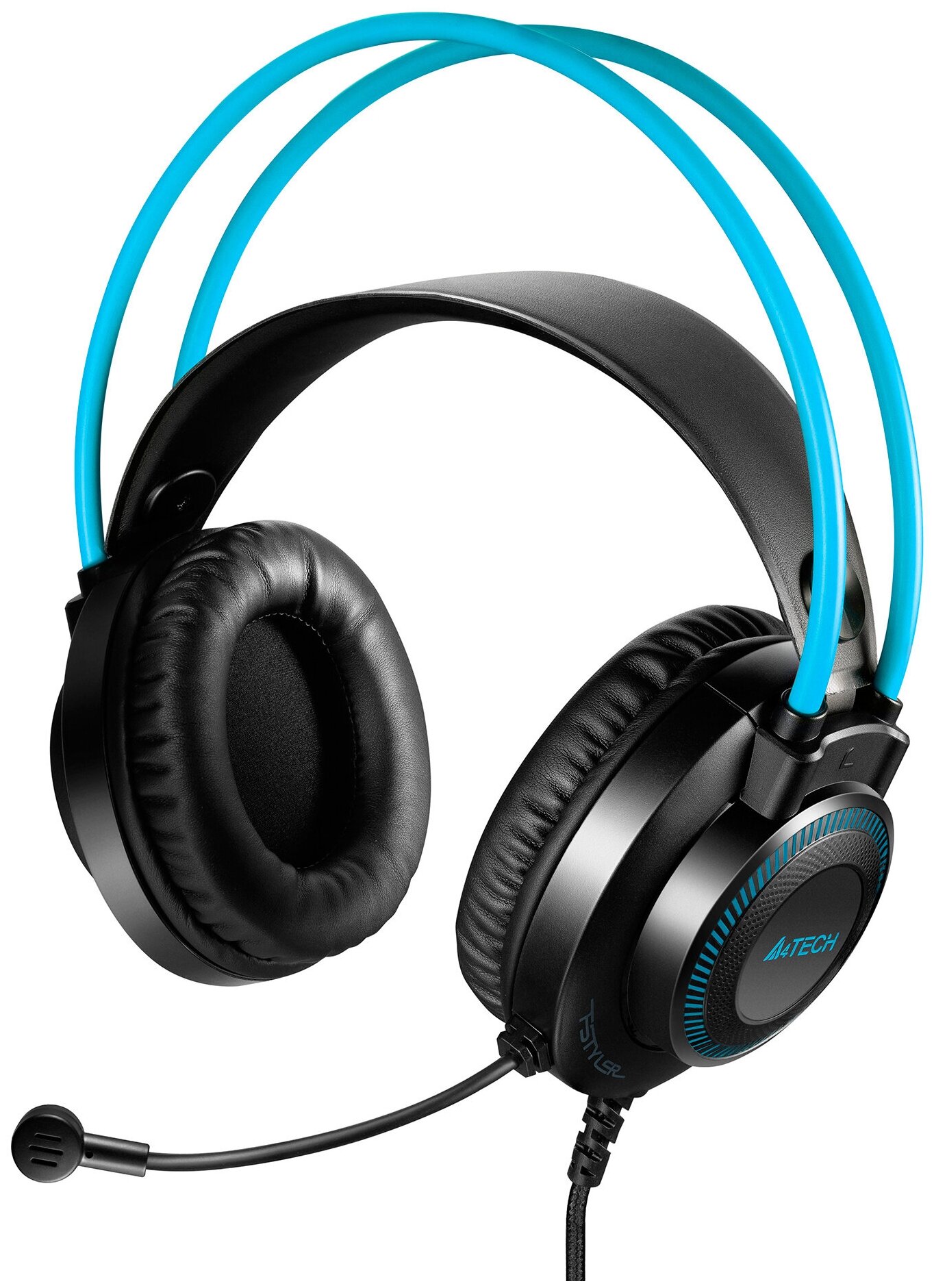Наушники с микрофоном A4Tech Fstyler FH200U серыйсиний 2м накладные USB оголовье FH200U BLUE - фотография № 3