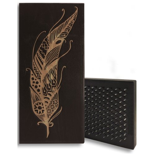 фото Доска садху красная перо - 2, размер 31x14, шаг гвоздей 10 мм чакра