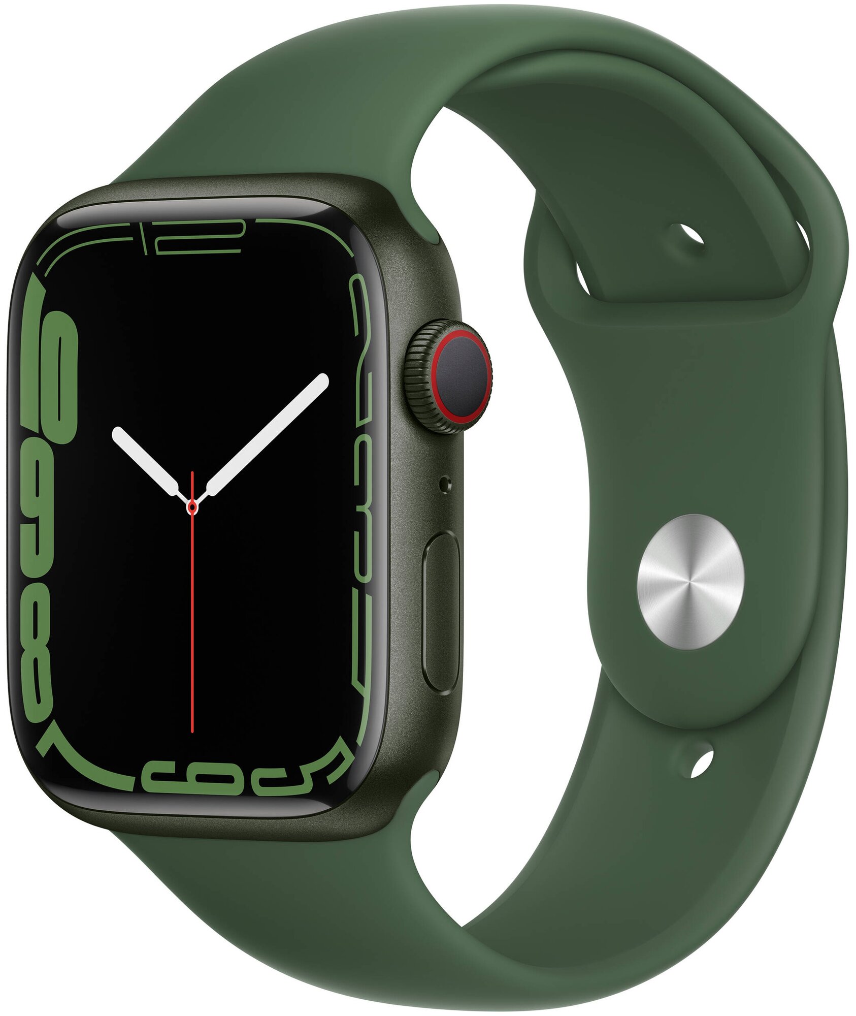 Умные часы Apple Watch Series 7 GPS + Cellular 45mm Aluminium with Sport Band, зеленый клевер