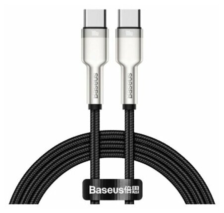 Кабель Baseus Cafule Series Metal Data Cable Type-C to Type-C 100W 1m (CATJK-C01, CATJK-C02, CATJK-C05, CATJK-C06) (black)