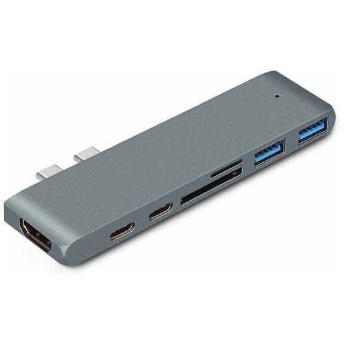 USB-концентратор (адаптер, переходник) Aluminum Type-C 7 в 1 (Gray) для MacBook 13