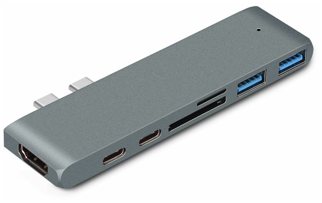 USB-концентратор (адаптер, переходник) Aluminum Type-C 7 в 1 (Gray) для MacBook 13