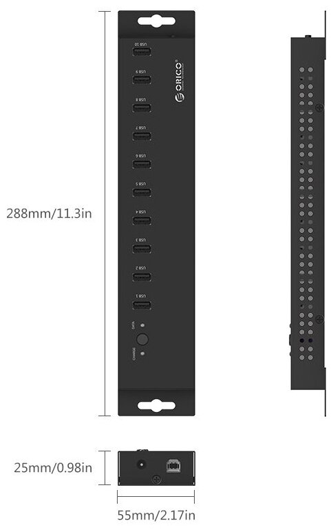 USB-концентратор Orico, черный (ORICO-IH10P-BK)