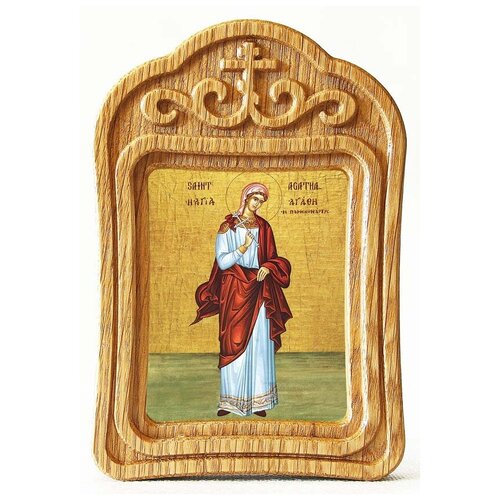 Мученица Агафия Панормская, икона в резной деревянной рамке