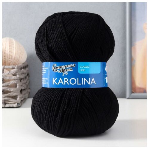 Пряжа Karolina (Каролина) 100% акрил 438м/100гр черный (1)