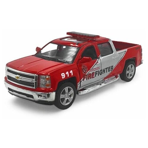 Машинка 2014 Chevrolet Silverado Fire Fighter инерционная металлическая KT5381DPR1 коллекционная модель 1:46 подарок мальчику Kinsmart машинка 2014 chevrolet camaro инерционная металлическая kt5383df коллекционная модель 1 38 подарок мальчику kinsmart