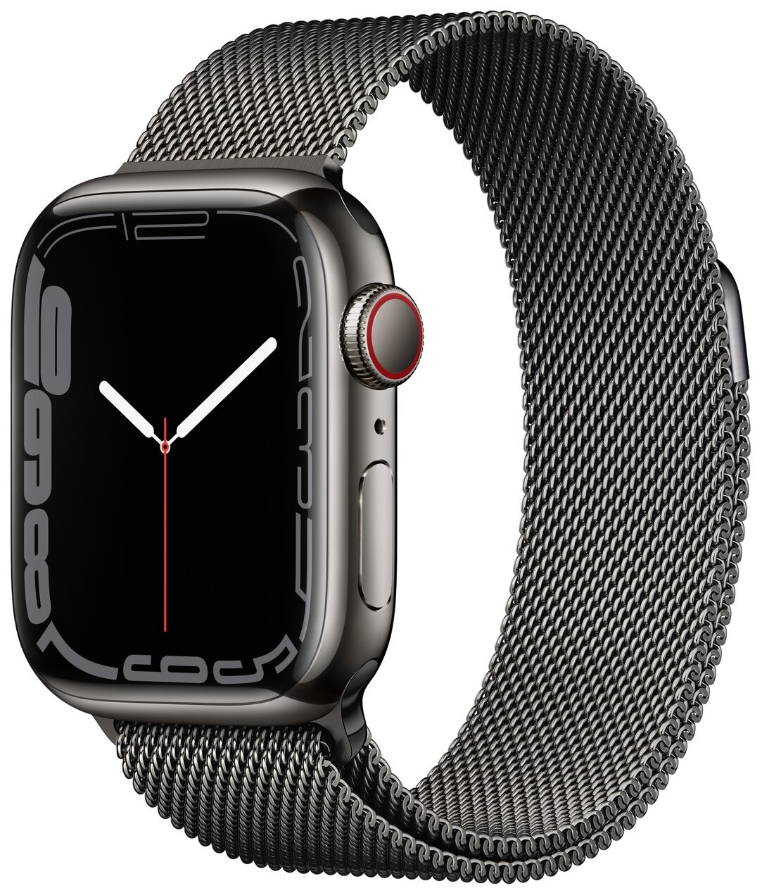 Apple Watch Series 7 GPS + Cellular 41mm Graphite Stainless Steel Case with Milanese Loop Graphite (MKJ23)