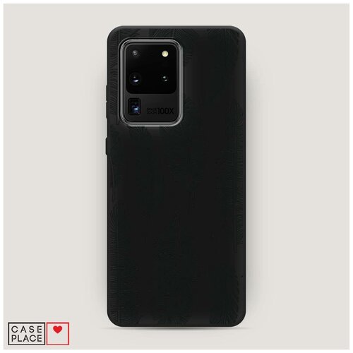 фото Чехол силиконовый матовый samsung galaxy s20 ultra перья графика case place