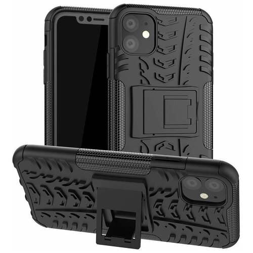 фото Противоударный чехол gsmin hybrid case для iphone 11 силикон + пластик (черный)
