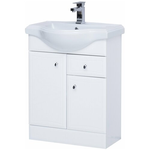 фото Тумба для ванной комнаты sanstar шармель 65 с раковиной, напольная, белая, шхвхг:66х85х42