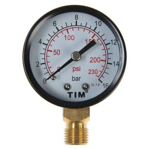 Манометр TIM Y-50-16, радиальный, Дк 50 мм, 1,6 МПа, наружная резьба 1/4