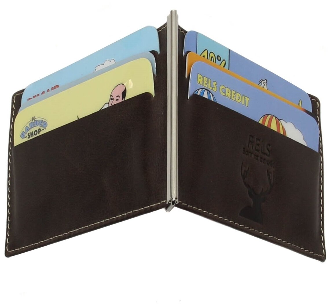 Зажим для купюр RELS, фактура гладкая, коричневый — фото 1