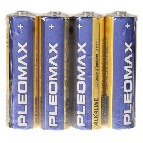 Pleomax Батарейка алкалиновая Pleomax, AA, LR6-4S, 1.5В, спайка, 4 шт. батарейка алкалиновая pleomax aa lr6 4s 1 5в спайка 4 шт