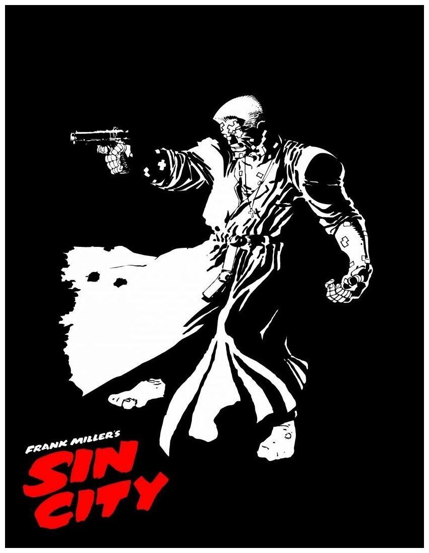 Плакат постер на холсте Sin City/Город Грехов. Размер 21 х 30 см