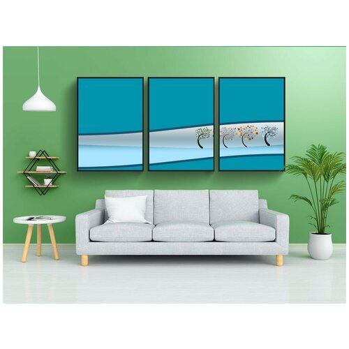 фото Набор модулных постеров для интерьера "времена года, дерево, зима" 60x90 см. в тубусе, без рамки lotsprints