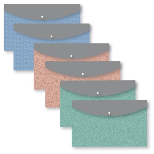 Папка-конверт на кнопке А4 Attache Fleur 180 мкм 6 шт/уп