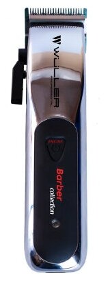 WULLER Barber Машинка, аккуммулятор/сеть, серебряная, металлический нож 45 мм (0,3-3мм) + насадки (1.5/3/4,5/6/9/12/19mm), 10W (WM.611)