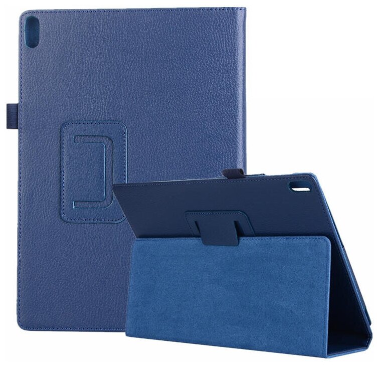 Чехол-обложка MyPads для Lenovo Tab M10 TB-X605F/M тонкий умный кожаный на пластиковой основе с трансформацией в подставку синий