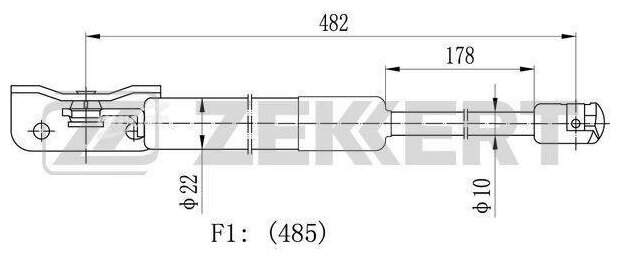 GF2485 ZEKKERT Пружина газовая багажника Citroen C4 Aircross 12- Mitsubishi ASX 10- Peugeot 4008 12-