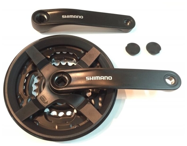 Система шатунов Shimano TY301, 150мм, Кв, 42/34/24, с защитой, б/уп Черный