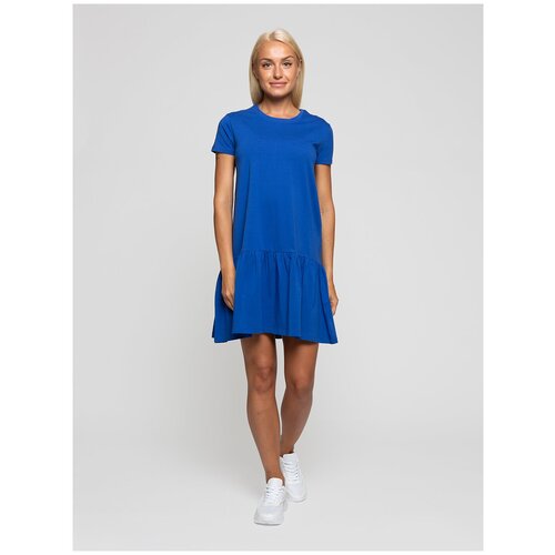 фото Платье-футболка lunarable, хлопок, повседневное, свободный силуэт, мини, размер 42 (xs), синий
