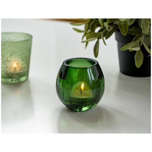 Подсвечник ЭЛЬ альма, стекло, зелёный, 7х7 см, SHISHI