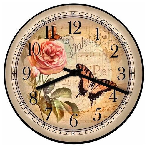 фото Svs настенные часы svs 3501048 vintage бабочка и роза
