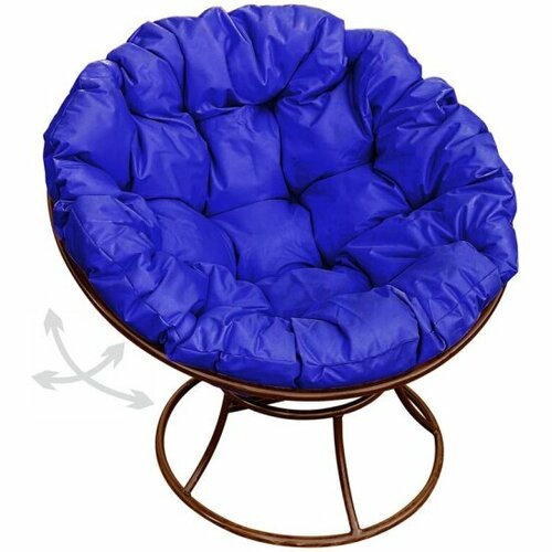 Садовое кресло M-group Папасан пружинка коричневое + синяя подушка