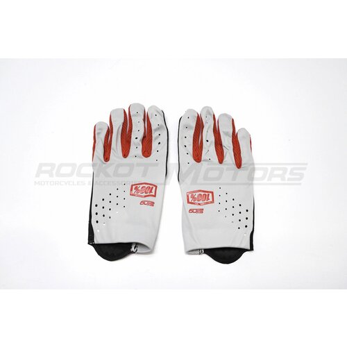 Мотоперчатки кроссовые 100% #2 (XL, серый/черный/красный)
