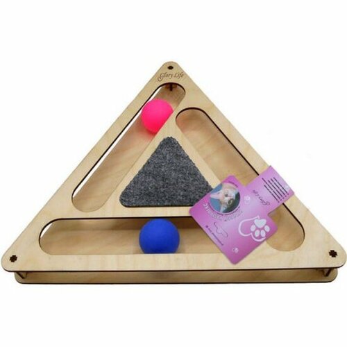 Игрушка для кошек Glory Life Треугольник с шариками c когтеточкой из ковра 32х28х3,6 см