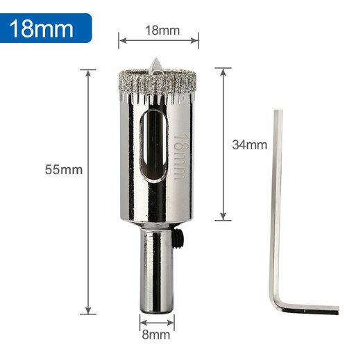 Коронка алмазная XCAN 18мм по стеклу и керамике с центрирующим сверлом