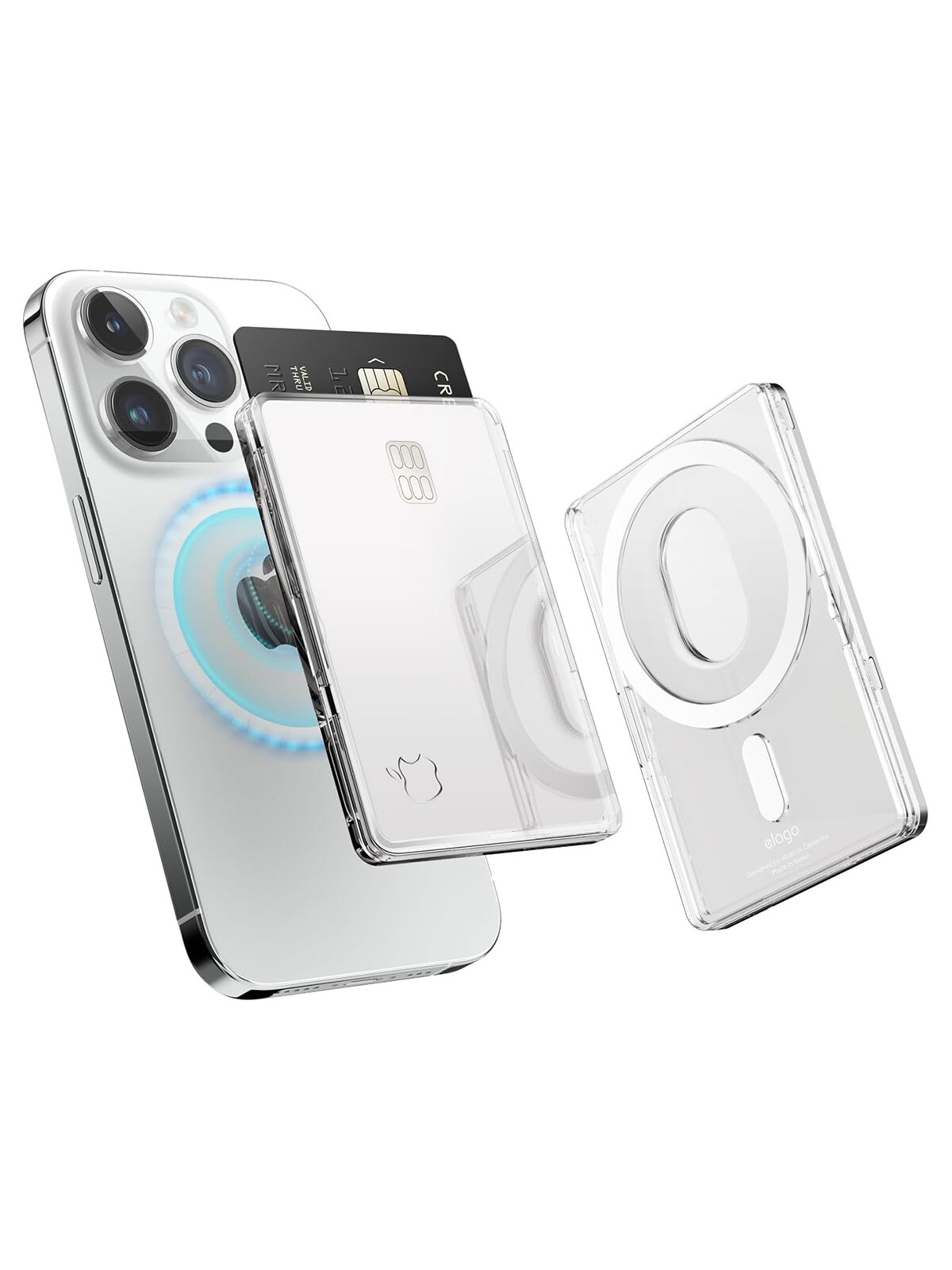 Elago магн. бумажник MagSafe Card Pocket Clear PC Transparent