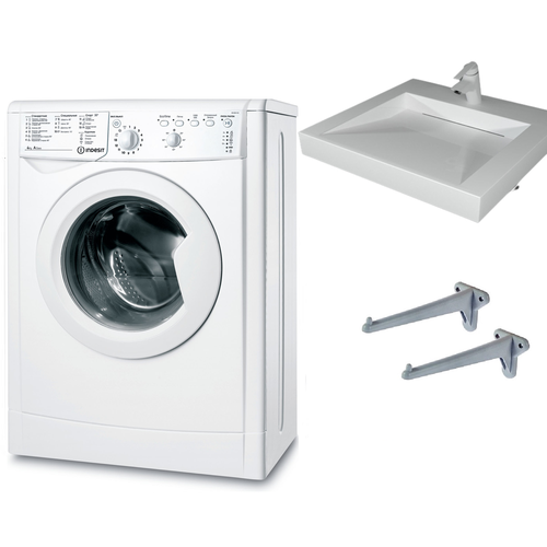 Стиральная машина под раковину Indesit IWUB 4105 и раковина Берта 55 над стиральной машиной 3585000₽