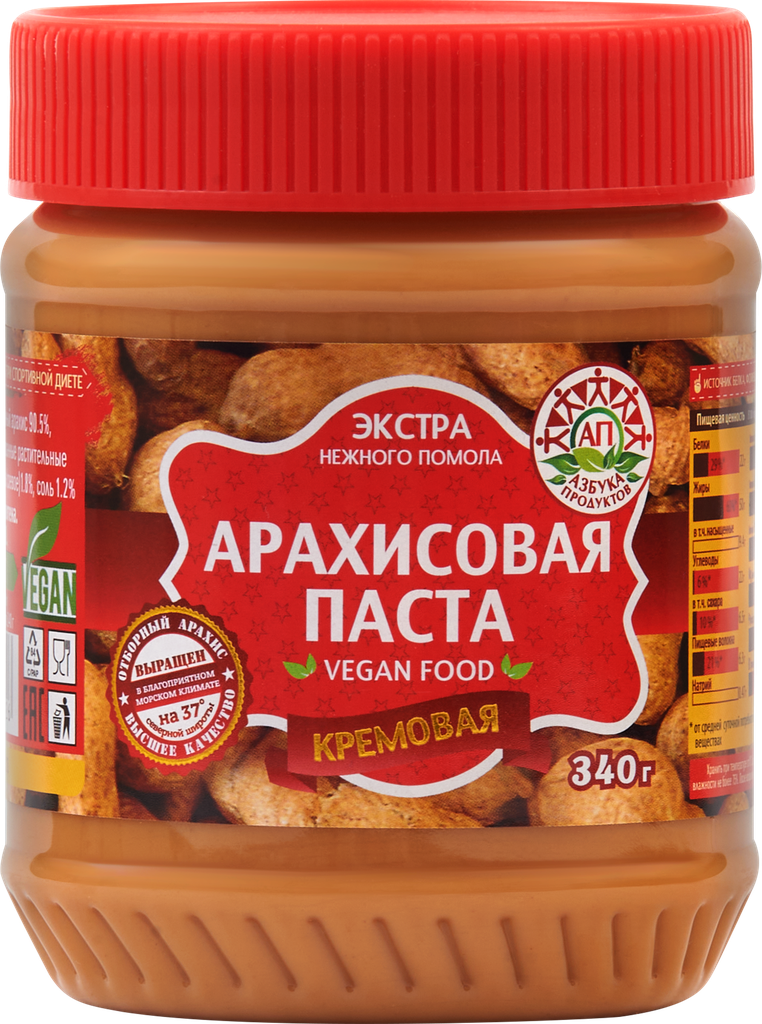 Паста арахисовая азбука продуктов Экстра кремовая, 340г