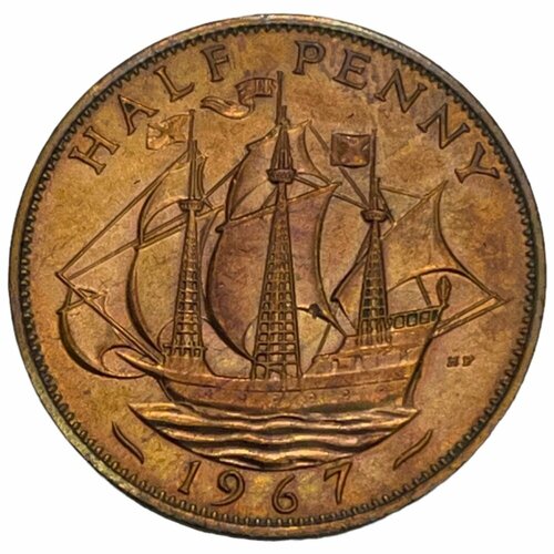 Великобритания 1/2 пенни 1967 г. великобритания 1954 1967 набор 4 монеты
