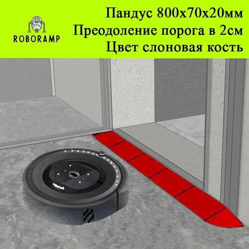 800х70х20мм слоновая кость скругленная рампа пороговая для робота-пылесоса 2400₽