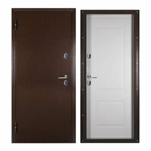 Дверь входная Unicorn для дома Термо Лайт 970х2050 левый, терморазрыв, тепло-шумоизоляция, антикоррозийная защита, коричневый/белый