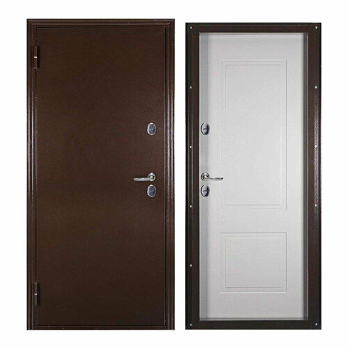 Дверь входная ProLine для дома Термо Лайт 970х2050 левый, терморазрыв, тепло-шумоизоляция, антикоррозийная защита, коричневый/белый дверь входная для квартиры proline apartment x 970х2050 левая тепло шумоизоляция антикоррозийная защита черный белый