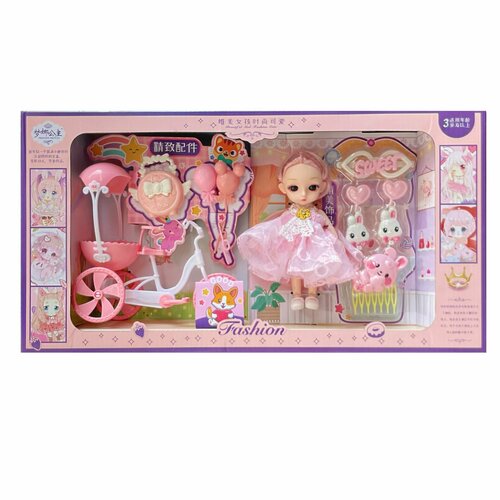 Кукла для девочки: шарнирная 16см (БЖД кукла) с одеждой и аксессуарами, с велосипедом (транспорт для кукол), принцесса на шарнирах