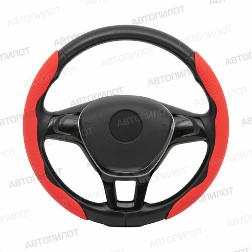 Накладки на руль Ленд Ровер Дискавери (2016 - 2021) внедорожник 5 дверей / Land Rover Discovery, Экокожа (высокого качества), Красный