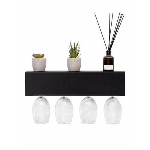 Держатель для бокалов, бокалодержатель черный матовый Popo 500