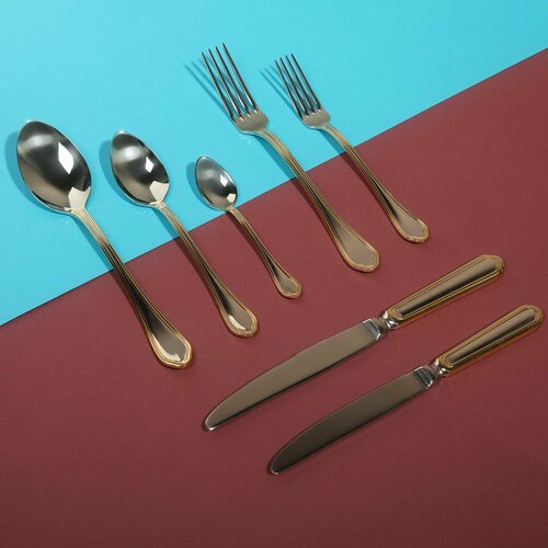 Набор столовых приборов Hisar Florence gold 12 персон 84 предмета посуда для кухни столовые приборы 90056₽