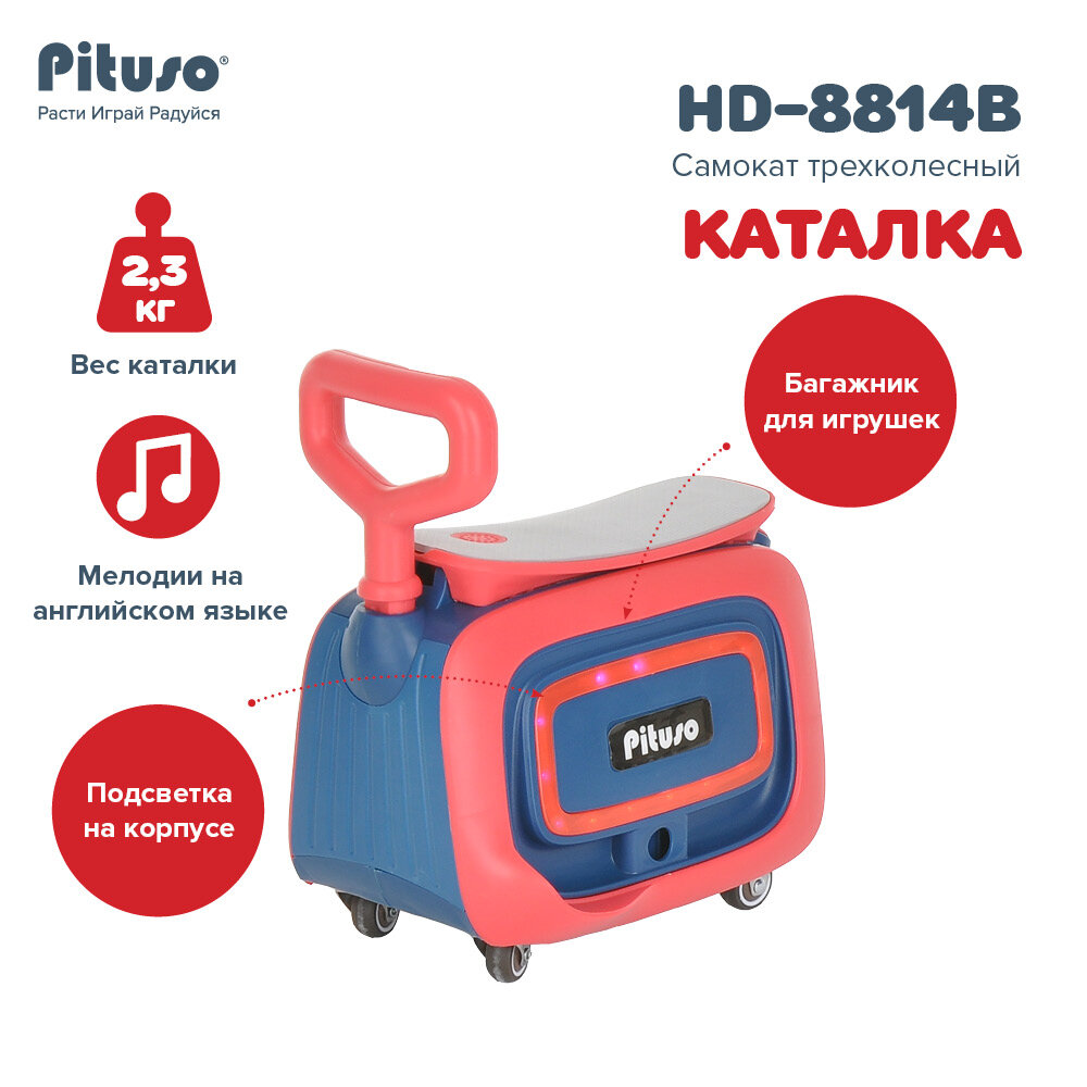 Самокат трехколесный Pituso HD-8814B, 3в1 (цвета в ассорт.) - фото №2