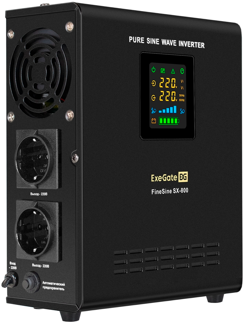 ИБП + батарея ExeGate FineSine SX-800. LCD. AVR.2SH + HRL 12-26 (26Ач) (EX296517RUS)