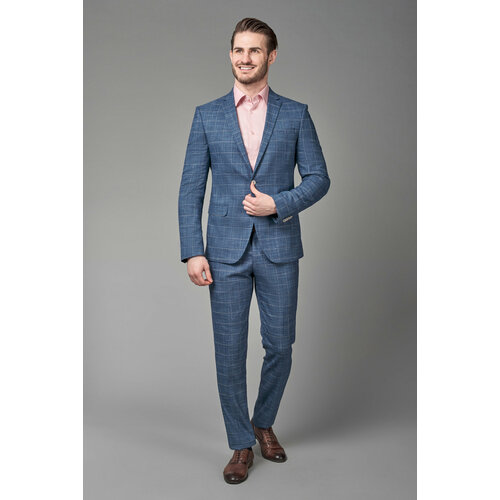 Костюм классический Valenti, размер 104/182/2, синий костюм valenti пиджак и брюки классический стиль прилегающий силуэт шлицы однобортная карманы размер 104 182 2 серый синий