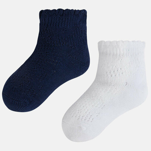 Носки Mayoral 2 пары, размер 24-26 (2 года), синий, белый носки mayoral 3 пары размер 24 26 2 года синий
