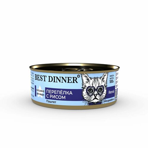 Консервы Best Dinner Cat Exclusive Vet Profi Renal перепелка с рисом 12шт х 100г